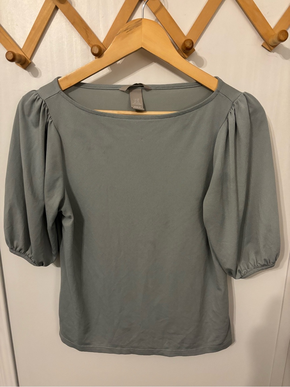 H&M Sage Green Puff Sleeve Blouse